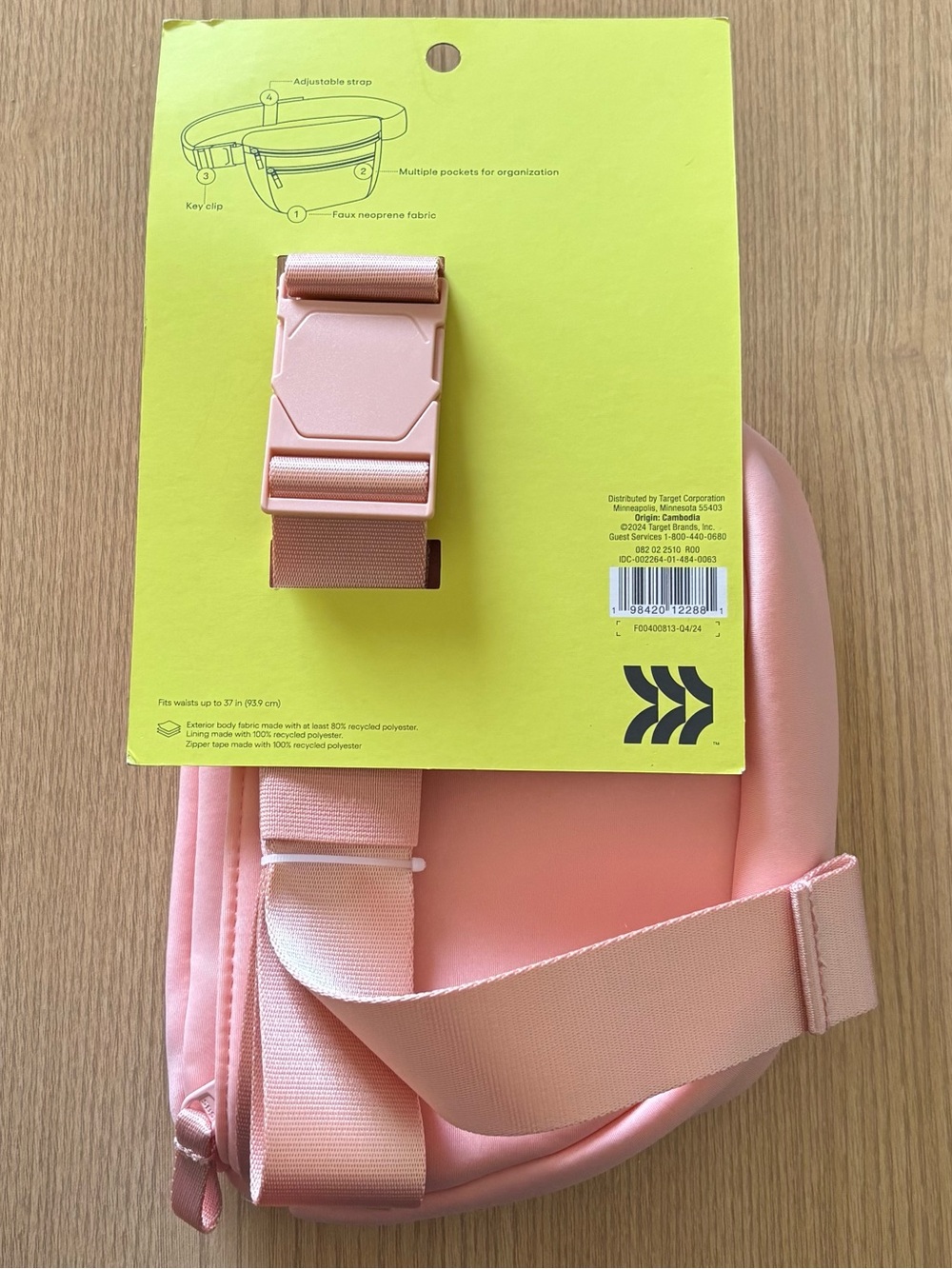 NWT All In Motion Premium Belt Bag Blush Pink Water-Resistant Knit Fanny Pack - Picture 8 of 15